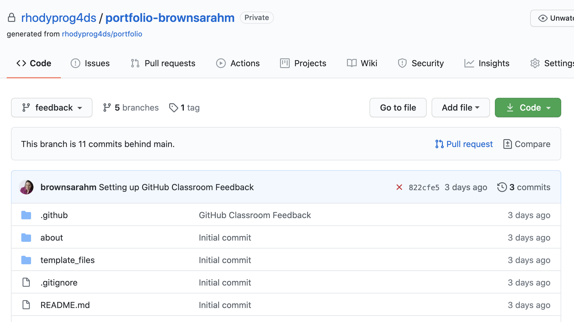 screenshot of pull request link highlighted